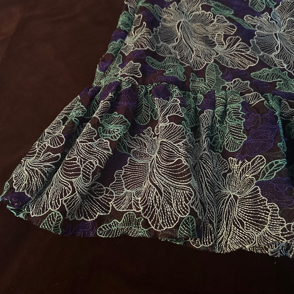 Trina Turk Lace Dress Size 10 Blue Teal Abstract Lace Mini Dress - Picture 5 of 5